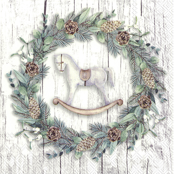 IHR Lunch servetten - White xmas wreath
