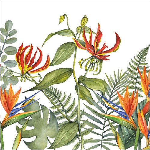 Ambiente - Lunch servetten - Tropical Flowers White Ambiente - Lunch servetten - Tropical Flowers White