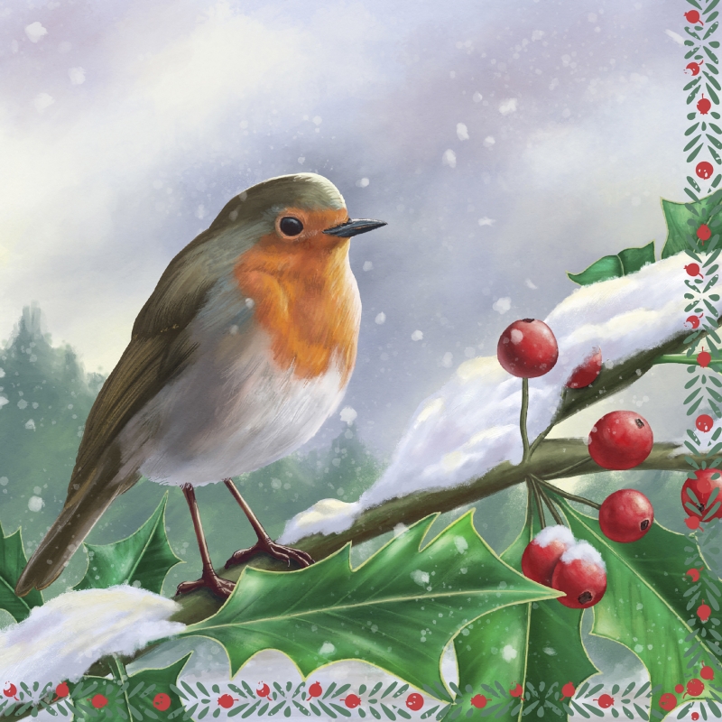 P+D - Lunch servetten - Robin Berry P+D - Lunch servetten - Robin Berry