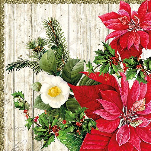 Ambiente - Lunch servetten - Poinsettia On Wood