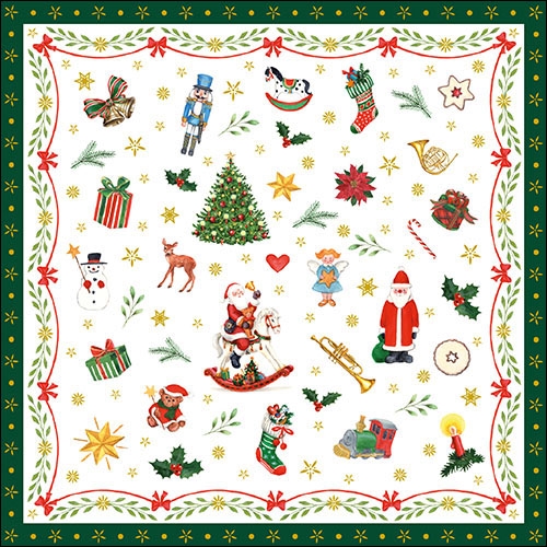 Lunch Servetten - Ornaments All Over Green Lunch Servetten - Ornaments All Over Green