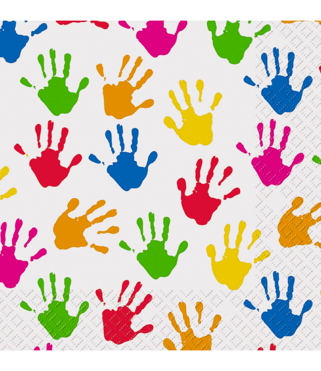 Stewo - Lunch servetten - Hands white / Gekleurde Handen