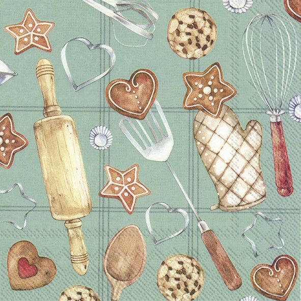 IHR - Lunch servetten - Winter bakery turquoise