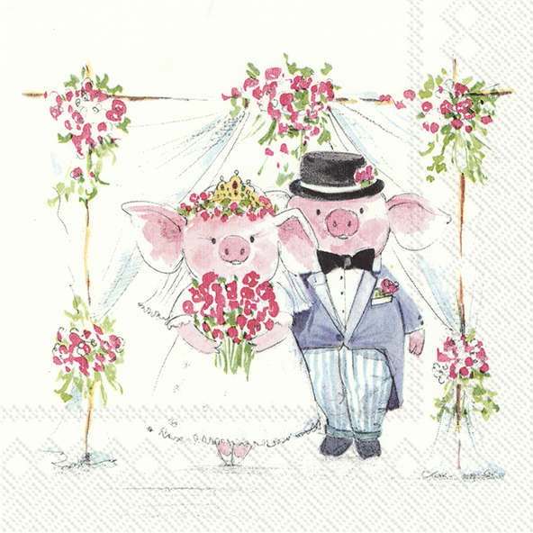 IHR Lunch servetten - Piggy 'wedding'