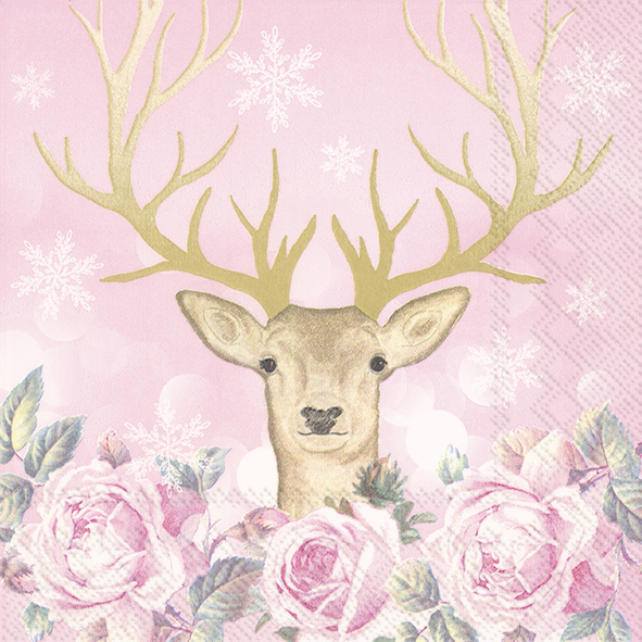 IHR - Lunch servetten - More romance my deer pink IHR - Lunch servetten - More romance my deer pink