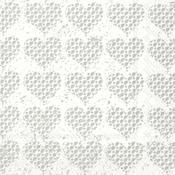 IHR - Lunch servetten - Fancy hearts silver