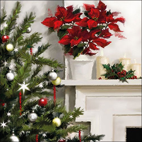 Ambiente - Lunch servetten - Pointsettia On Chimney