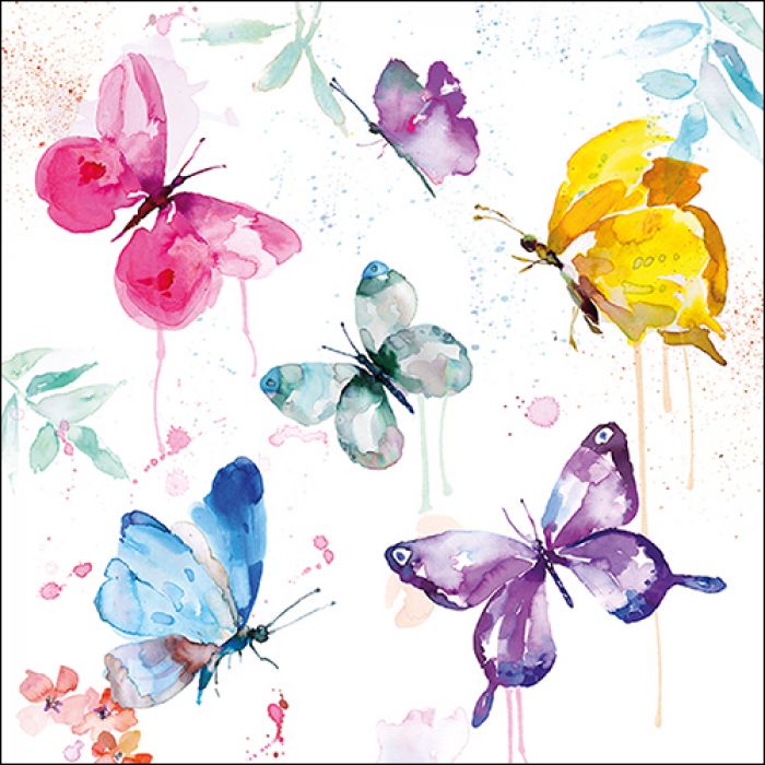 Ambiente Lunch Servetten - Butterfly Collection White