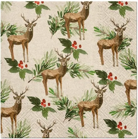 PAW Lunch servetten - We care Deers and Holly PAW Lunch servetten - We care Deers and Holly