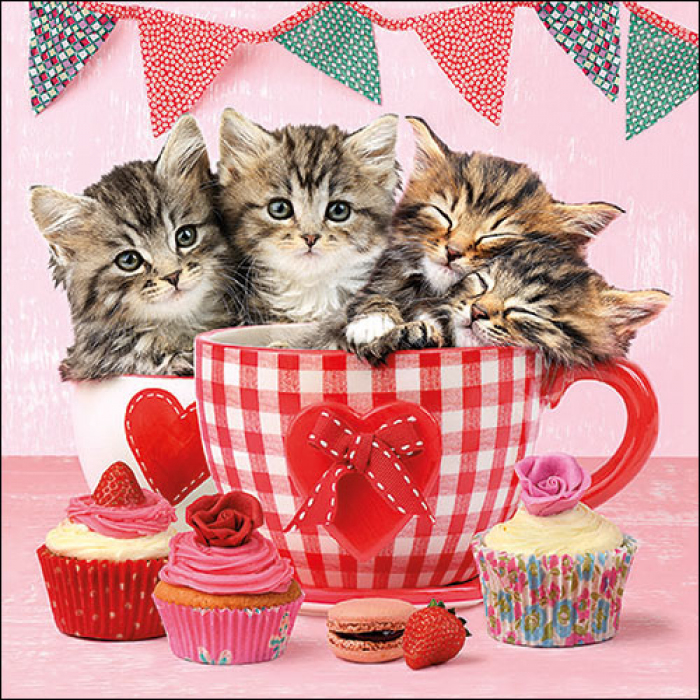 Ambiente Lunch Servetten - Cats in tea cups