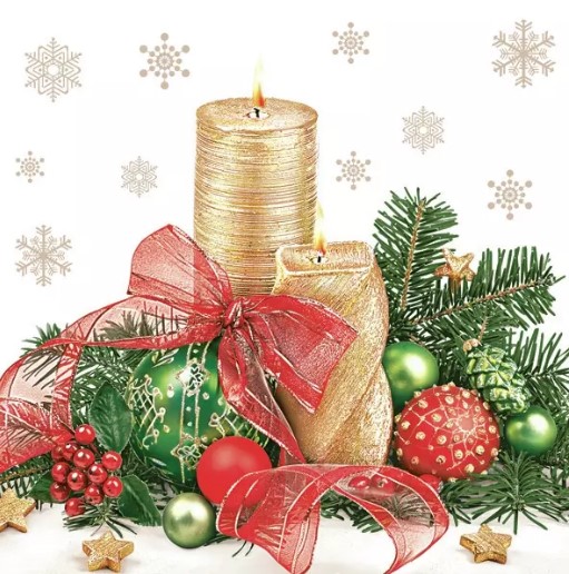 Daisy - Lunch servetten - Xmas gold candle