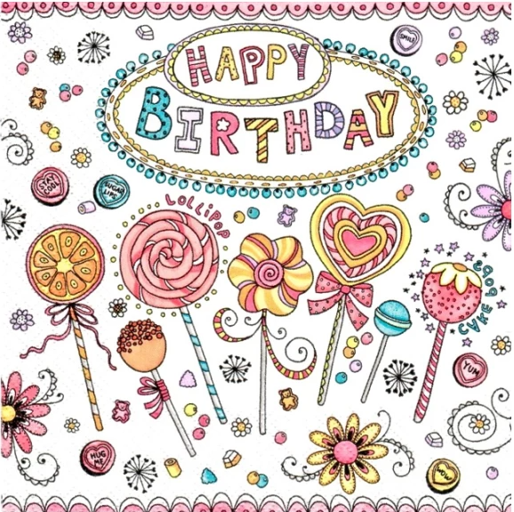 Daisy Lunch servetten - Happy birthday Daisy Lunch servetten - Happy birthday