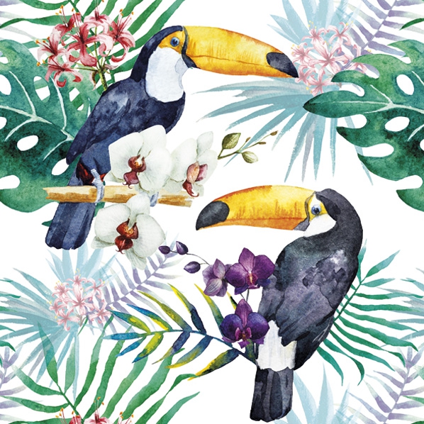 Daisy Lunch servetten - Toucans with Jungle Plants