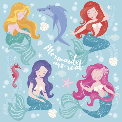Daisy - Lunch servetten - Pastel Mermaids Daisy - Lunch servetten - Pastel Mermaids