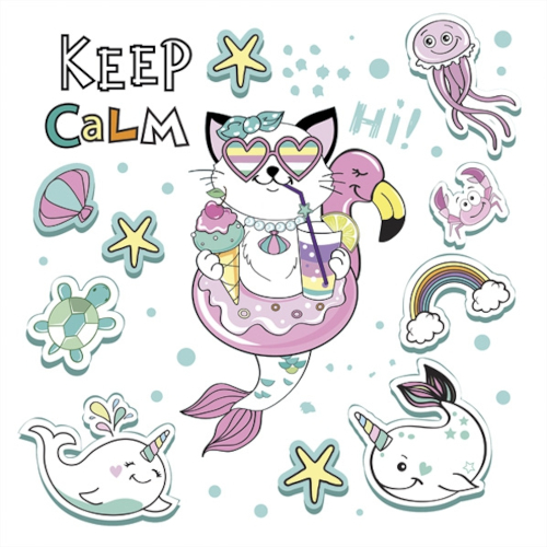Daisy Lunch servetten - Mermaid Cat Vibes
