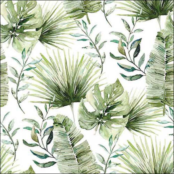 Ambiente - Lunch servetten - Jungle leaves white