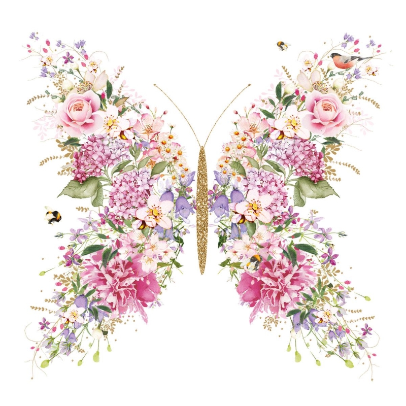 PPD Lunch servetten - Papillon et fleurs Vlinder Bloemen PPD Lunch servetten - Papillon et fleurs Vlinder Bloemen