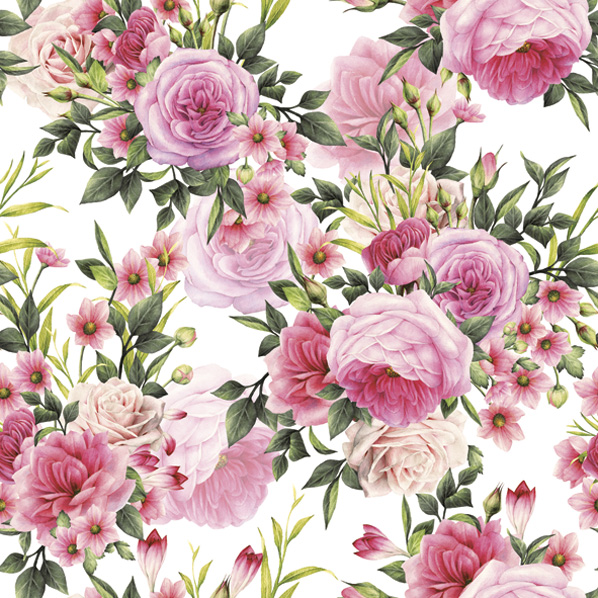 Daisy - Lunch servetten - Rose twigs with leaves and flowers Daisy - Lunch servetten - Rose twigs with leaves and flowers