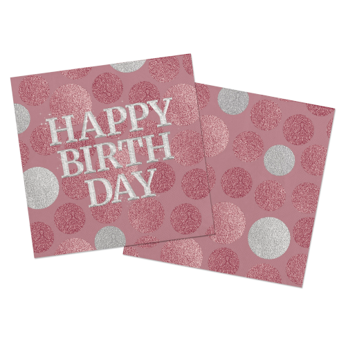 Folat - Lunch servetten - Glossy Pink Happy birthday