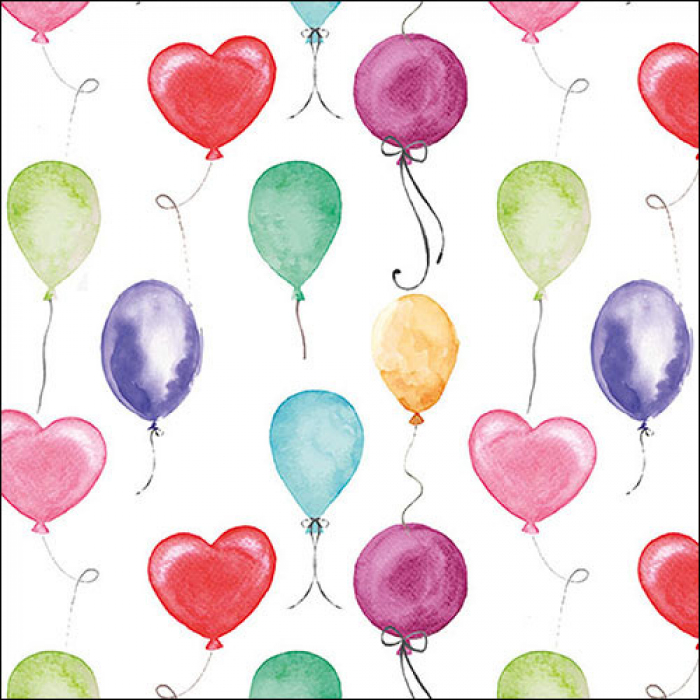 Ambiente Lunch Servetten - Flying balloons white Ambiente Lunch Servetten - Flying balloons white