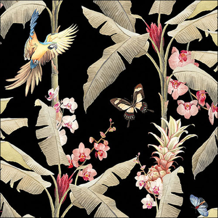 Ambiente - Lunch servetten - Tropical scene black