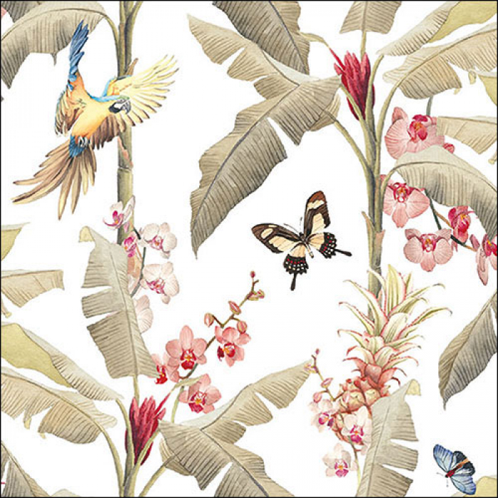 Ambiente - Lunch servetten - Tropical scene white