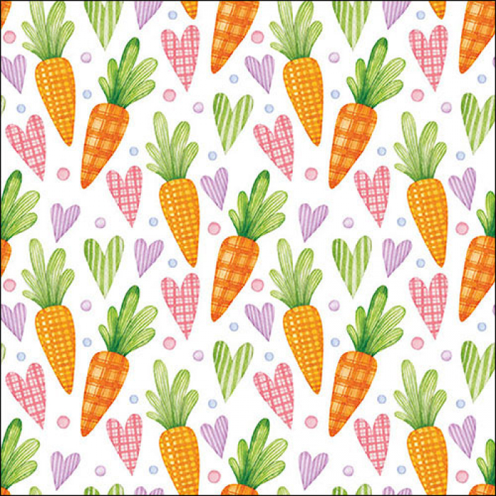 Ambiente - Lunch servetten - Carrots and hearts white
