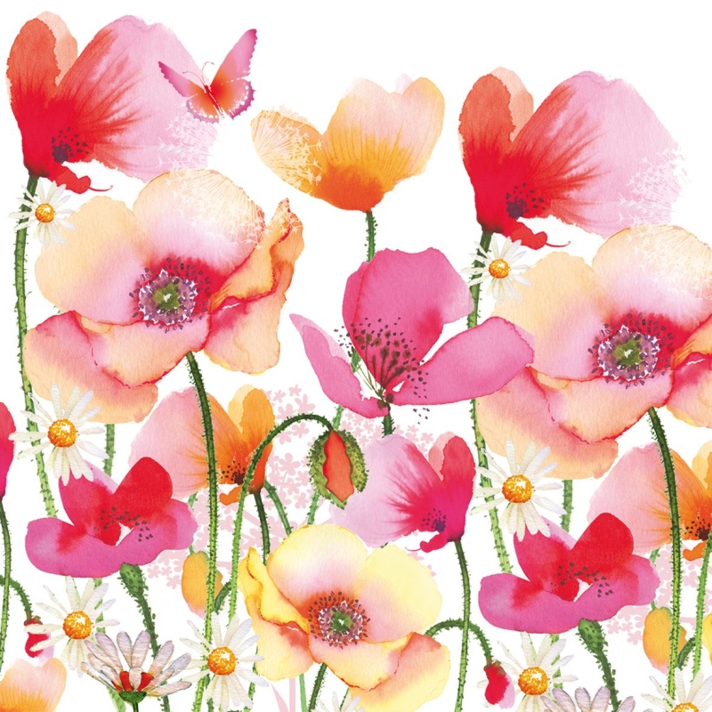 PPD - Lunch servetten - Aquarell Poppies & Daisies PPD - Lunch servetten - Aquarell Poppies & Daisies