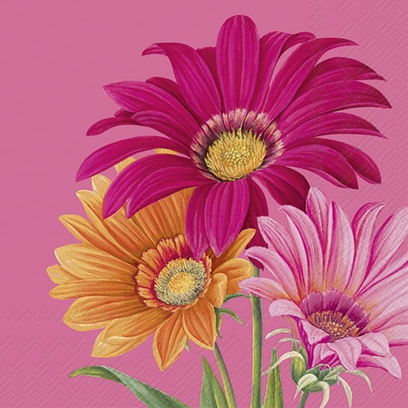 IHR - Lunch servetten - Joyful Gerbera Pink IHR - Lunch servetten - Joyful Gerbera Pink