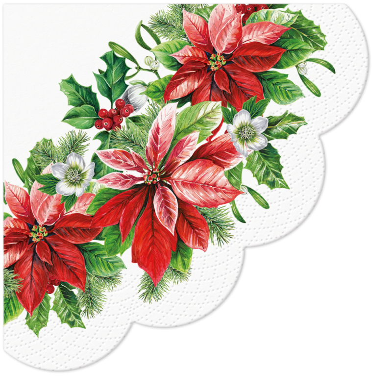 PAW - Ronde servetten - Glory Poinsettia