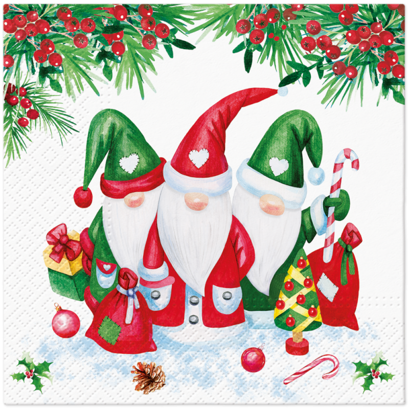 PAW Lunch servetten - Christmas Gnomes PAW Lunch servetten - Christmas Gnomes