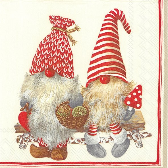 IHR Lunch servetten - Friendly Tomte Red