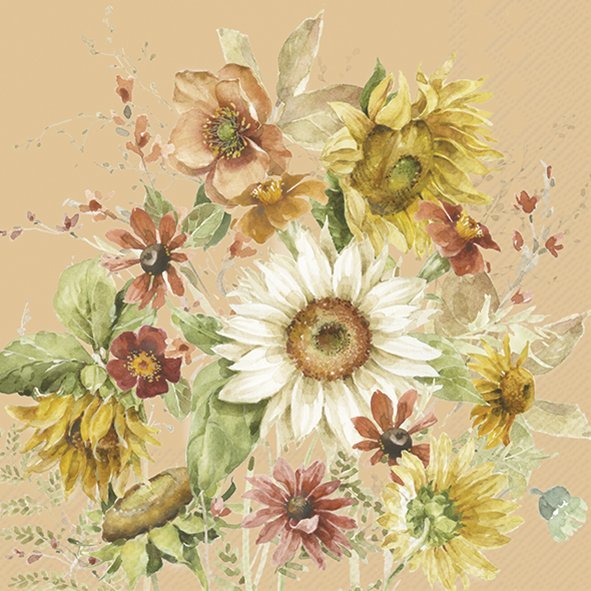 IHR - Lunch servetten - Late Summer Flowers Apricot