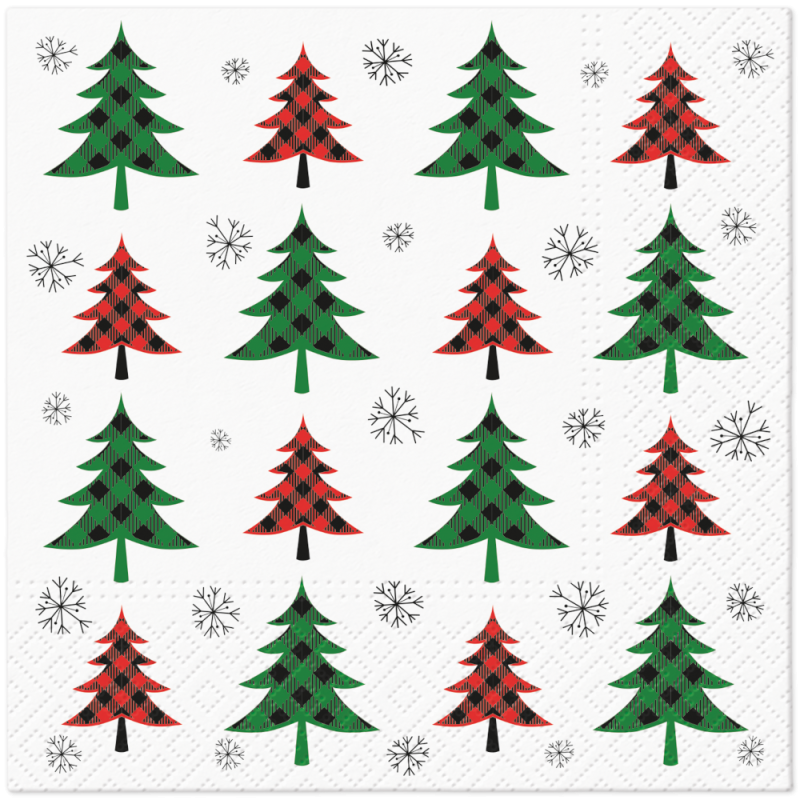 PAW - Lunch servetten - Christmas Tree Check Red and Green