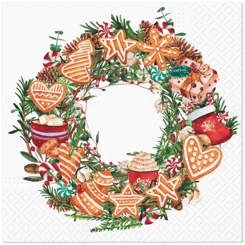 PAW - Lunch servetten - Gingerbread Wreath