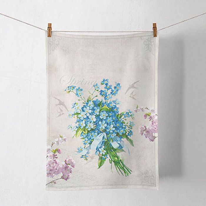 Ambiente - Theedoek - Laura - Blauwe bloemen