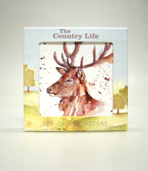 4 Luxe onderzetters - Edelhert - Kurk/kunststof 4 Luxe onderzetters - Edelhert - Kurk/kunststof