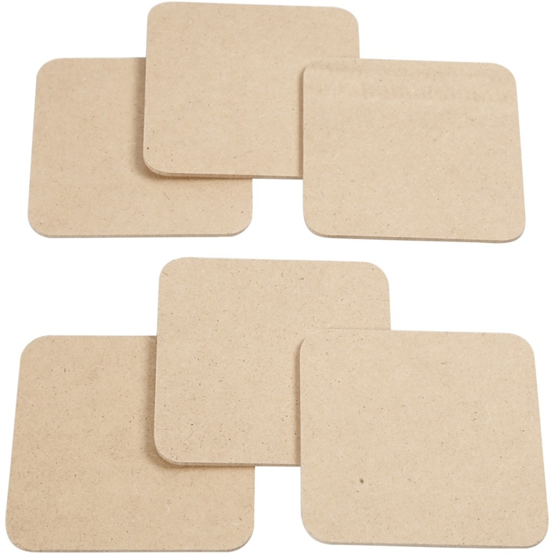 MDF - 6 Vierkante onderzetter - 10x10 cm MDF - 6 Vierkante onderzetter - 10x10 cm