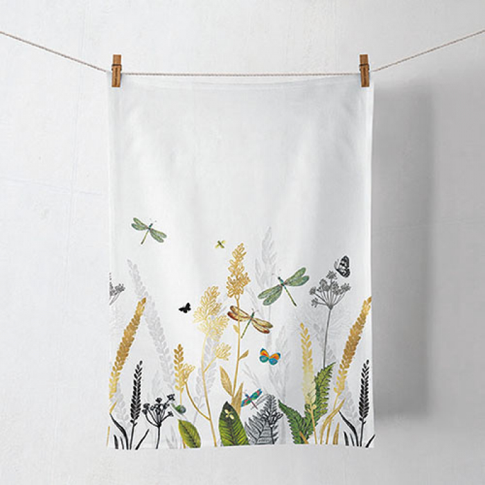 Ambiente - Theedoek - Ornamental flowers white