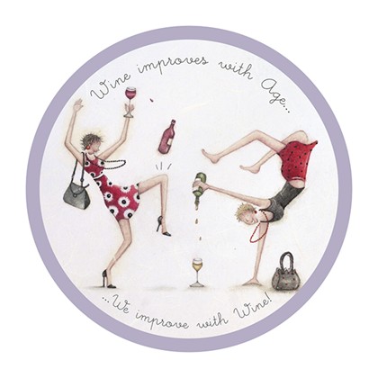 Ronde onderzetter - Wine improves with Age