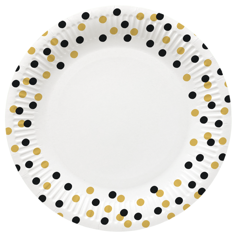 PAW - Papieren bordjes - 23 cm - Confetti Gold-black PAW - Papieren bordjes - 23 cm - Confetti Gold-black