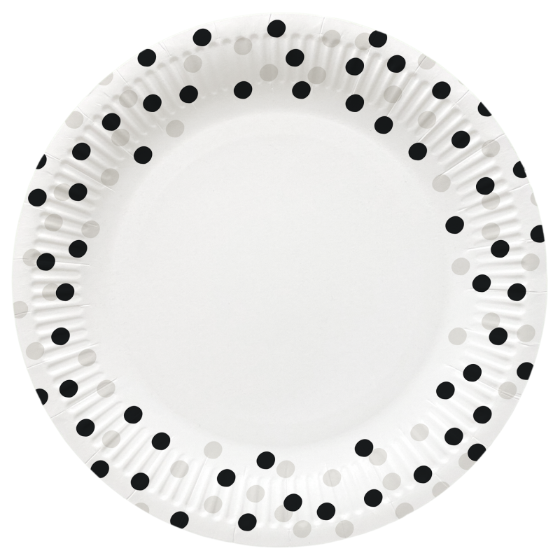 PAW - Papieren bordjes - 23 cm - Confetti Silver-Black PAW - Papieren bordjes - 23 cm - Confetti Silver-Black