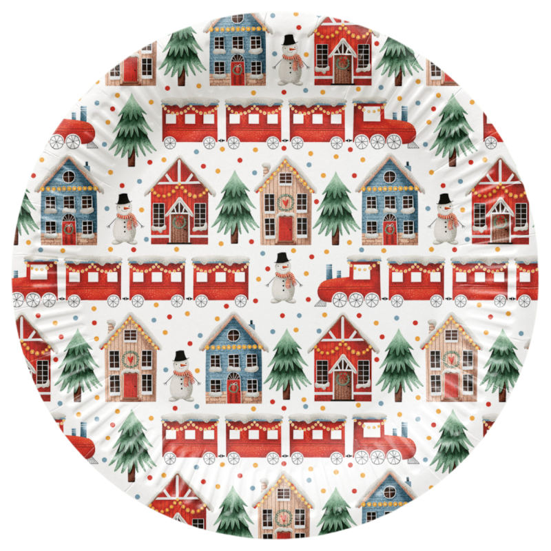 PAW Papieren bordjes - 23 cm - Cozy Christmas Town