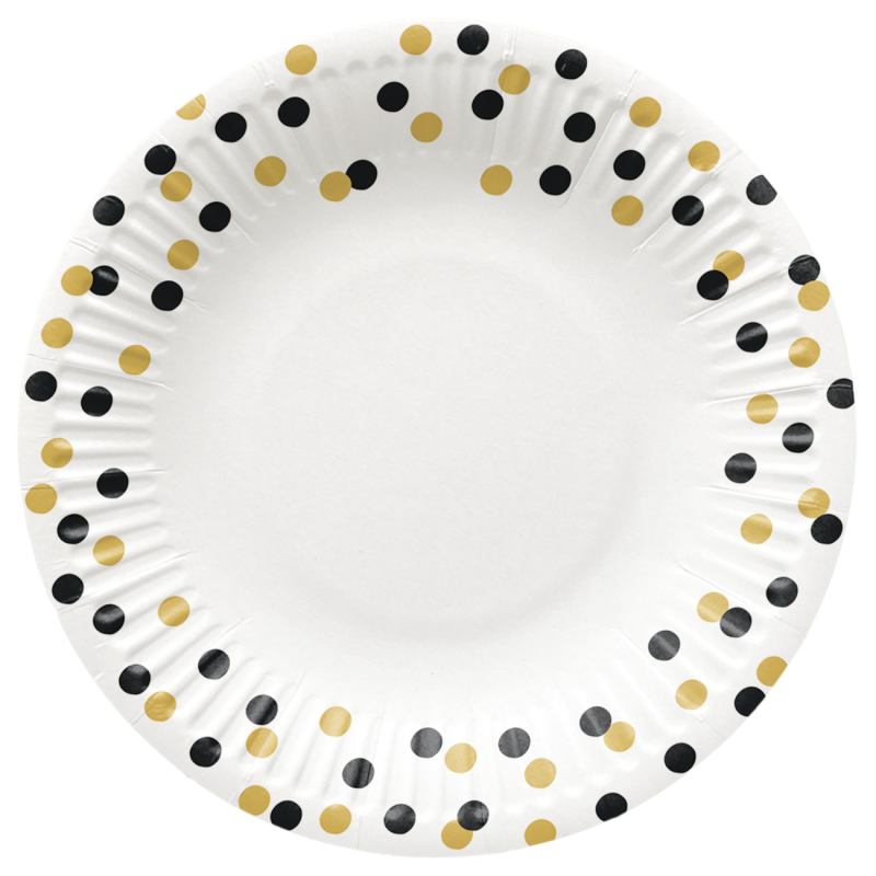 PAW - Papieren bordjes - 18 cm - Confetti Gold-black PAW - Papieren bordjes - 18 cm - Confetti Gold-black