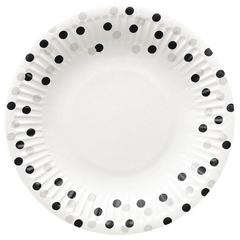 PAW - Papieren bordjes - 18 cm - Confetti Silver-Black PAW - Papieren bordjes - 18 cm - Confetti Silver-Black