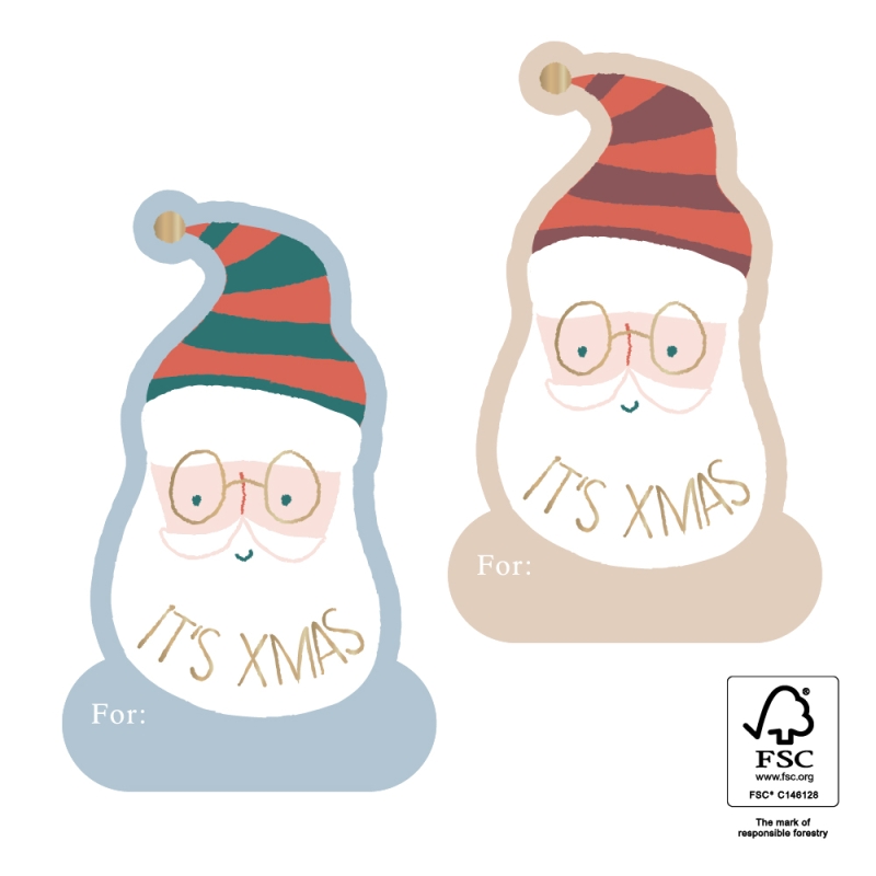 10 Kerst Stickers Duo - Crazy Santa Gold