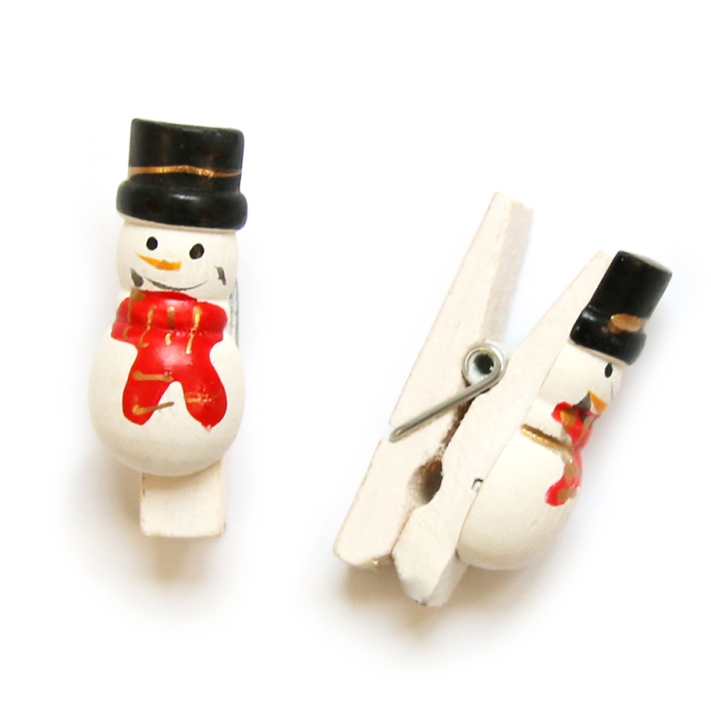 10 Houten Knijpertjes - Sneeuwpop