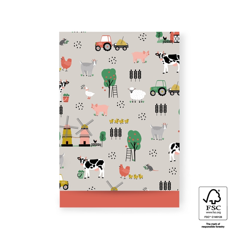 10 Cadeauzakjes - Boerderijdieren - Soft Red - 17 x 25 cm