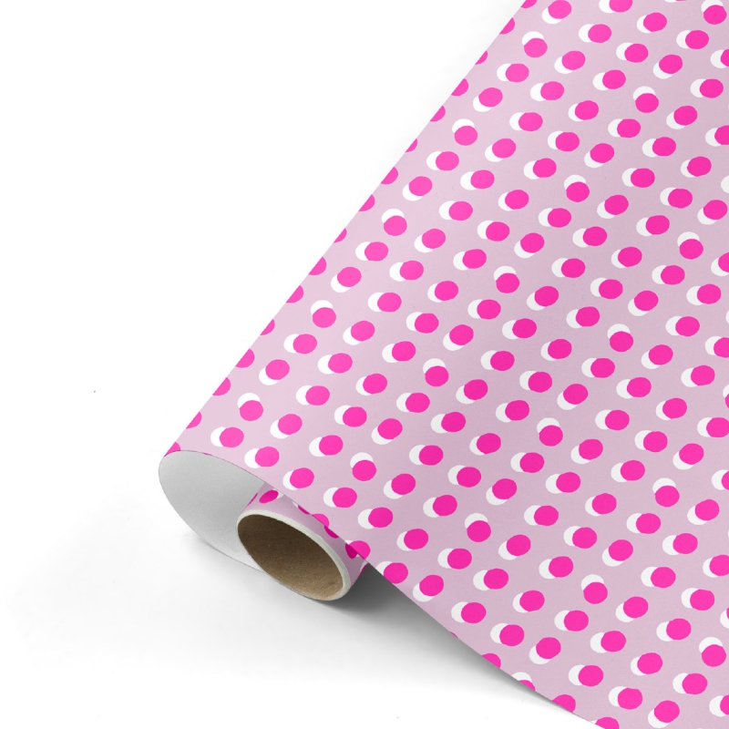 Cadeaupapier 70 cm - Dots roze/neon