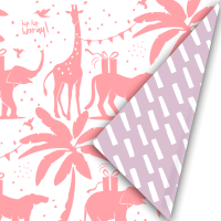 Cadeaupapier 50x300 cm - Roze (Neon) - Lila - Tropical Party